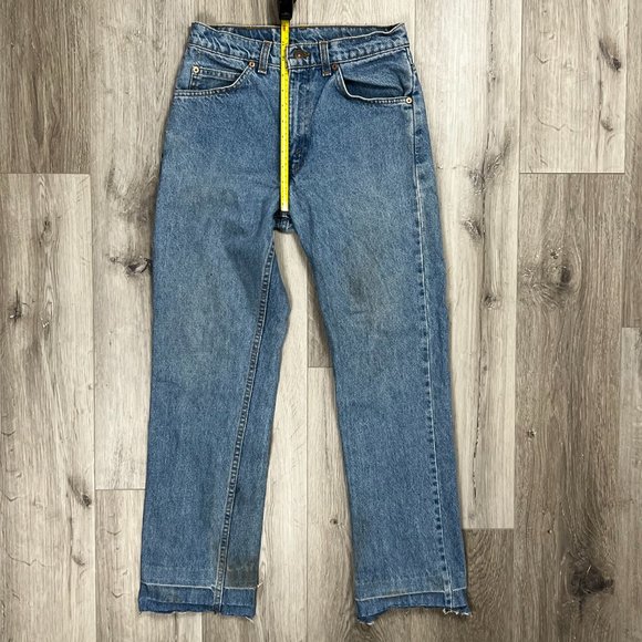 Levi's Orange Tab Size 30 Bottom Cut Off Blue Denim Jeans - Picture 5 of 9